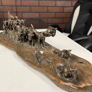 Majestic Stampede: Bronze Buffalo Herd Figurine